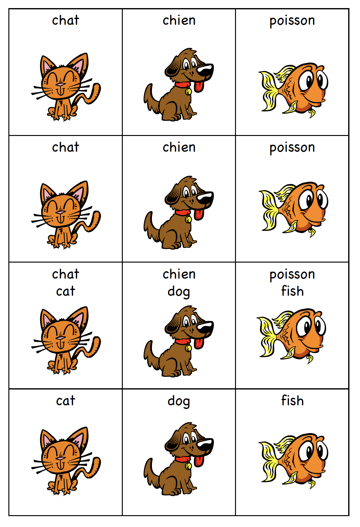 French Animals Memory and Snap Cards Foundation - Language Teacher Resources