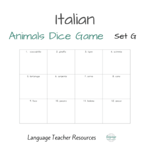 Italian Animals Dice Game Set G