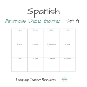 Spanish Animals Dice Game Set G